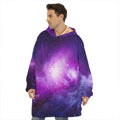 Purple Starfield Galaxy Space Print Hoodie Blanket