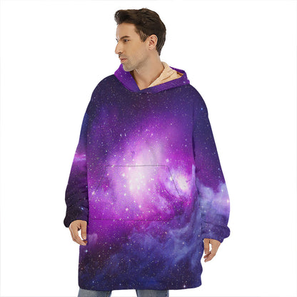Purple Starfield Galaxy Space Print Hoodie Blanket