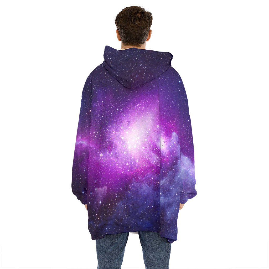 Purple Starfield Galaxy Space Print Hoodie Blanket
