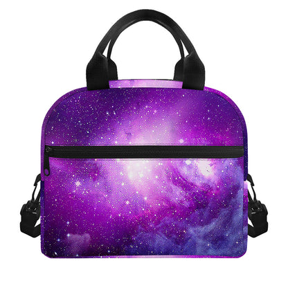 Purple Starfield Galaxy Space Print Insulated Lunch Bag