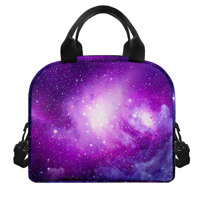 Purple Starfield Galaxy Space Print Insulated Lunch Bag