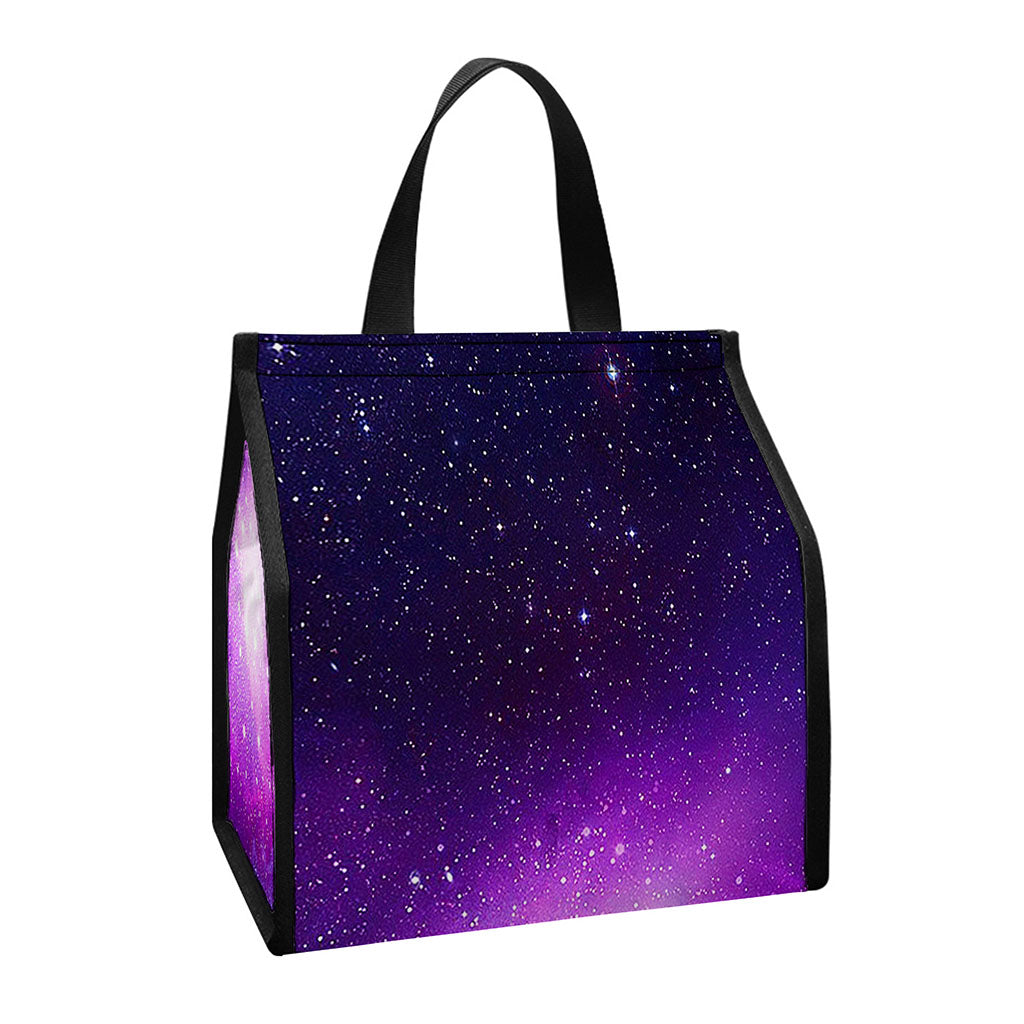 Purple Starfield Galaxy Space Print Insulated Lunch Tote