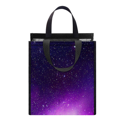 Purple Starfield Galaxy Space Print Insulated Lunch Tote