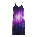 Purple Starfield Galaxy Space Print Jersey Midi Cami Dress
