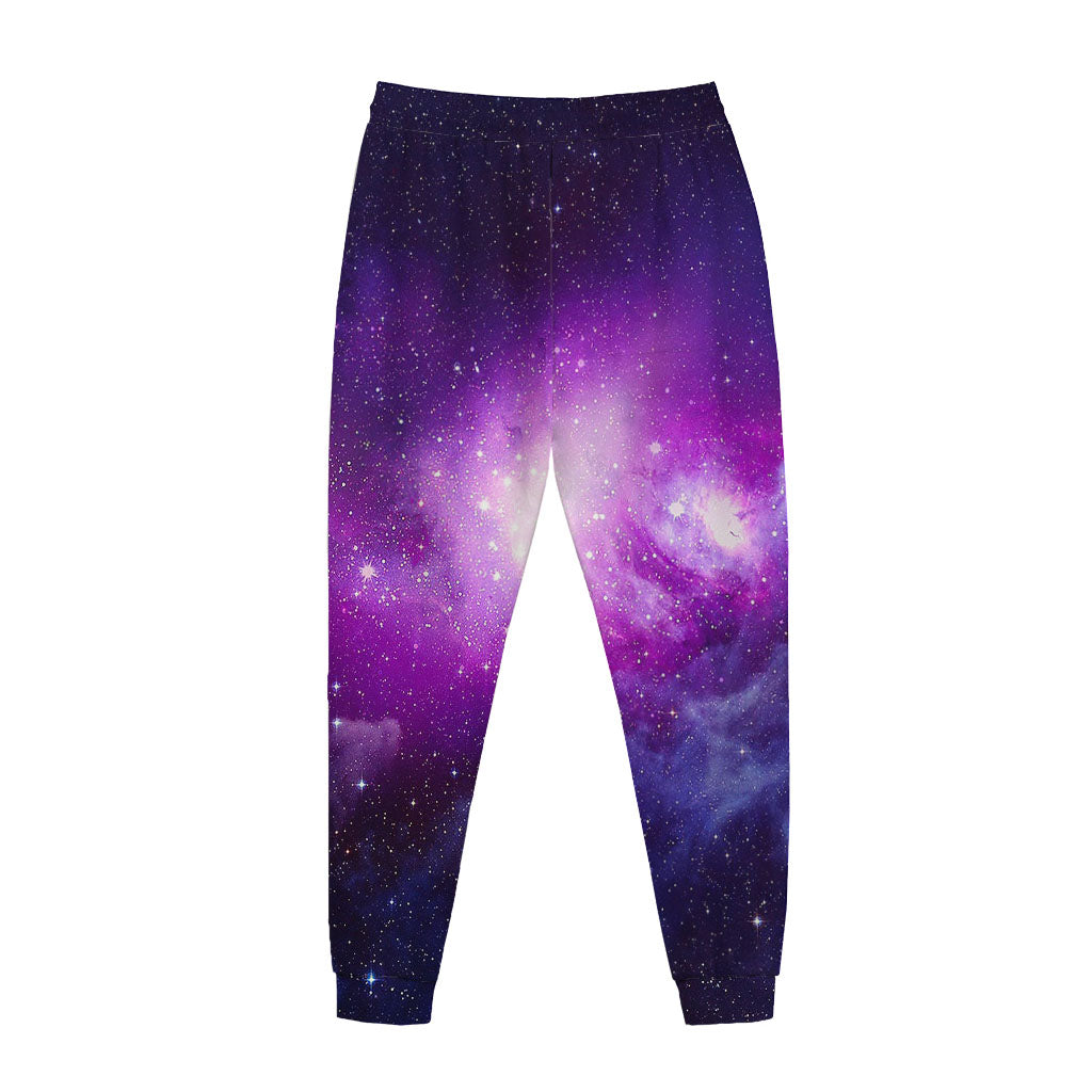 Purple Starfield Galaxy Space Print Jogger Pants