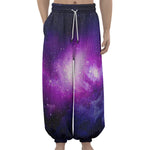 Purple Starfield Galaxy Space Print Lantern Pants
