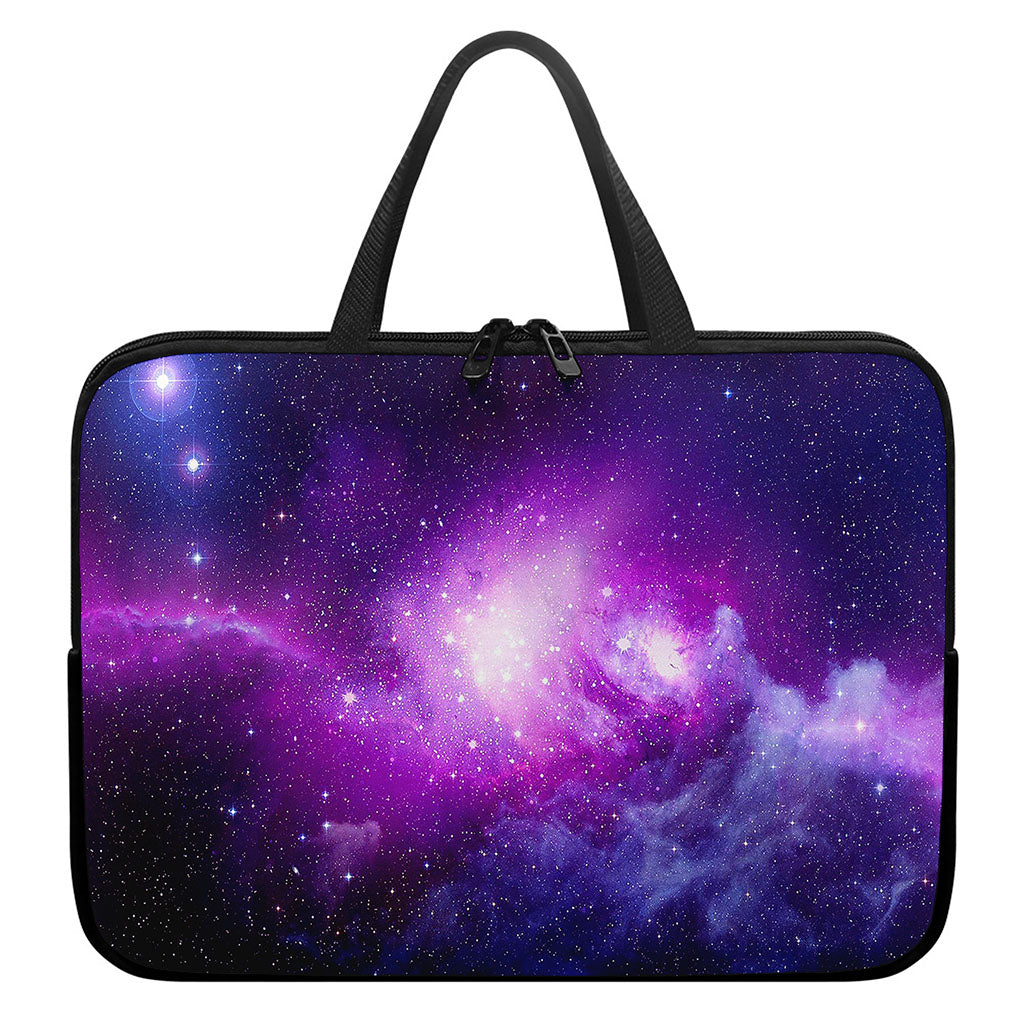 Purple Starfield Galaxy Space Print Laptop Sleeve With Handle