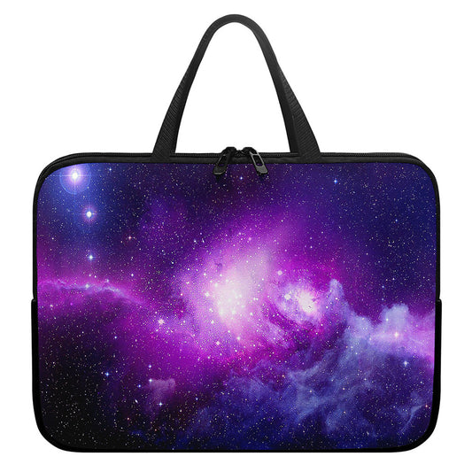 Purple Starfield Galaxy Space Print Laptop Sleeve With Handle