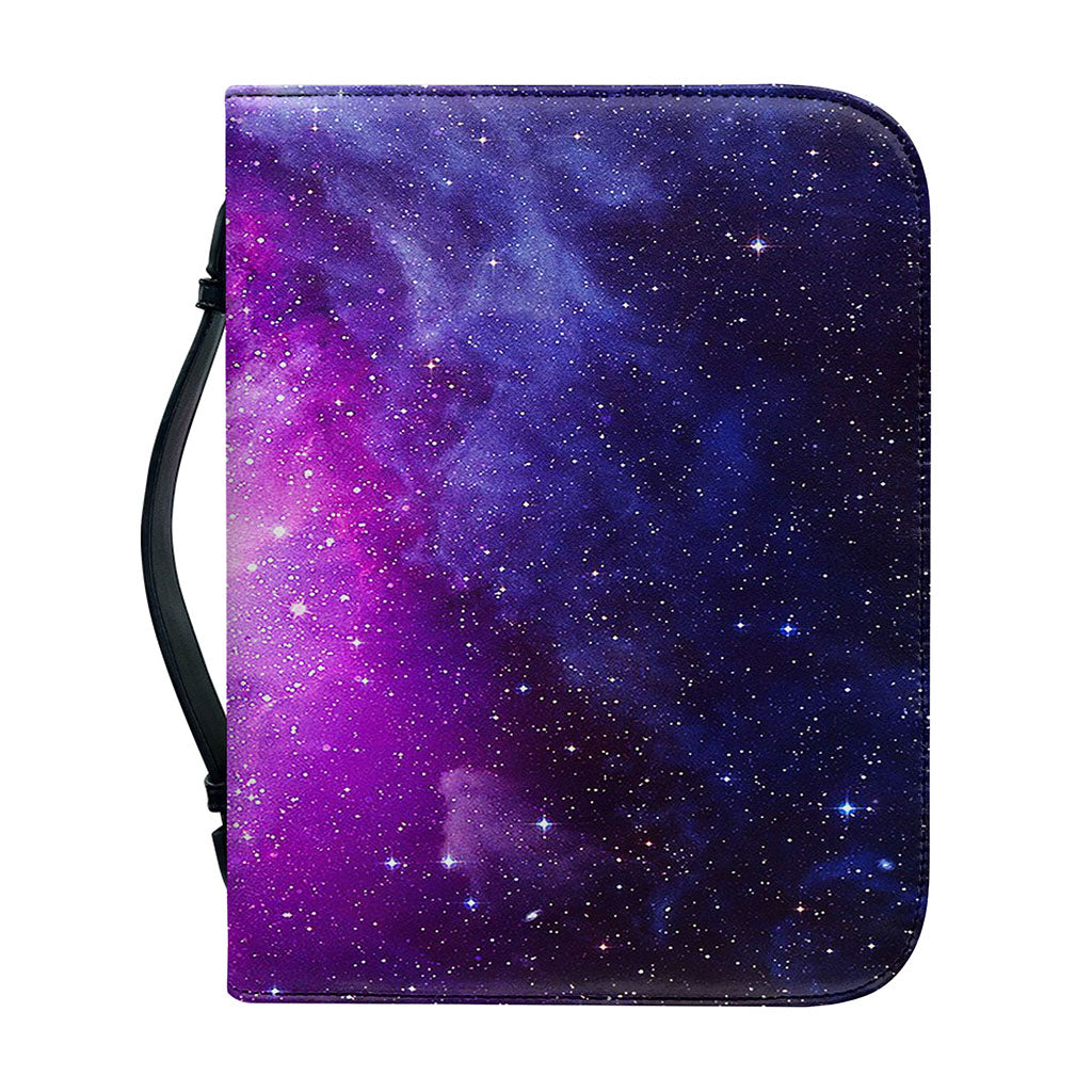 Purple Starfield Galaxy Space Print Leather Bible Cover