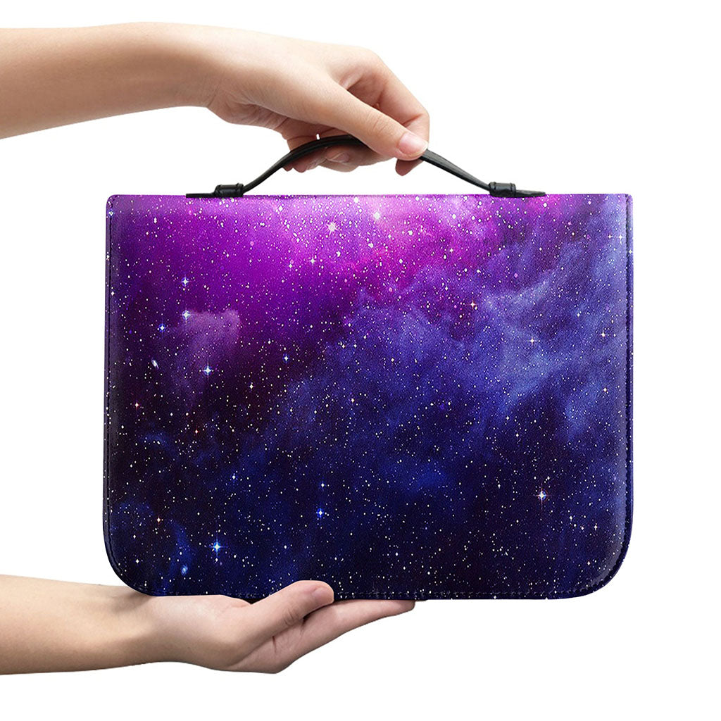 Purple Starfield Galaxy Space Print Leather Bible Cover
