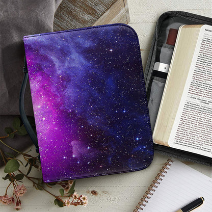 Purple Starfield Galaxy Space Print Leather Bible Cover