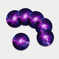 Purple Starfield Galaxy Space Print Leather Coaster Set