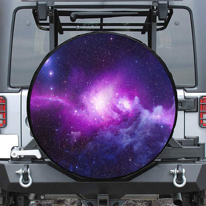 Purple Starfield Galaxy Space Print Leather Spare Tire Cover
