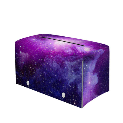 Purple Starfield Galaxy Space Print Leather Tissue Box Cover