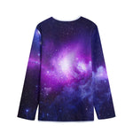 Purple Starfield Galaxy Space Print Long Sleeve Short Coat