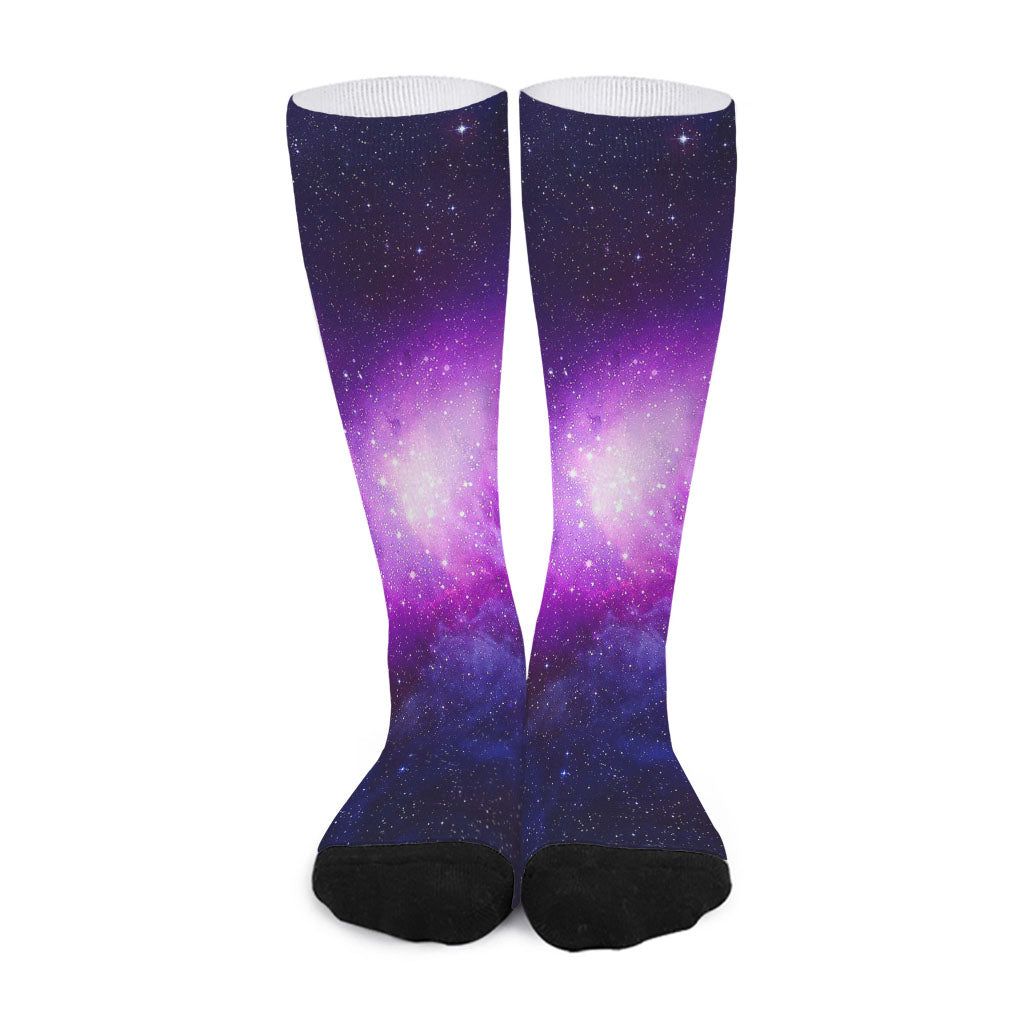 Purple Starfield Galaxy Space Print Long Socks