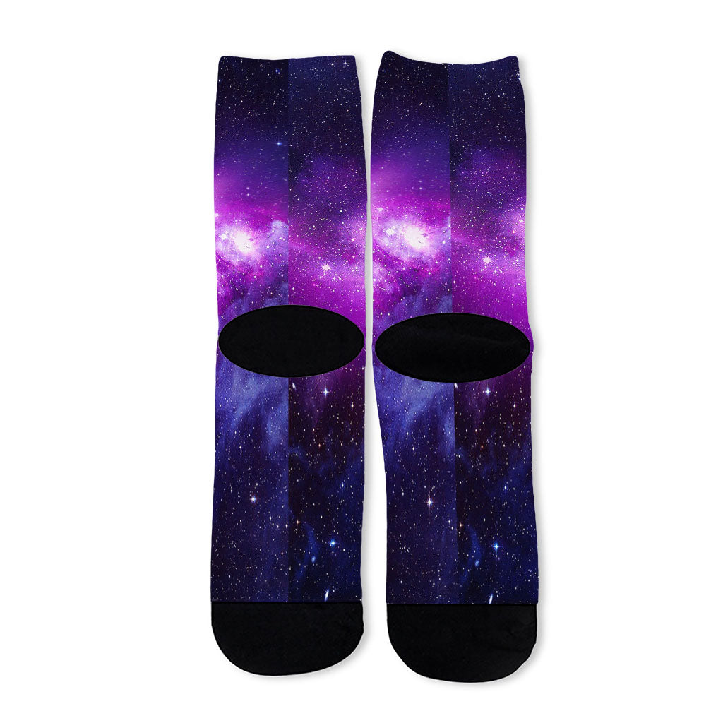 Purple Starfield Galaxy Space Print Long Socks