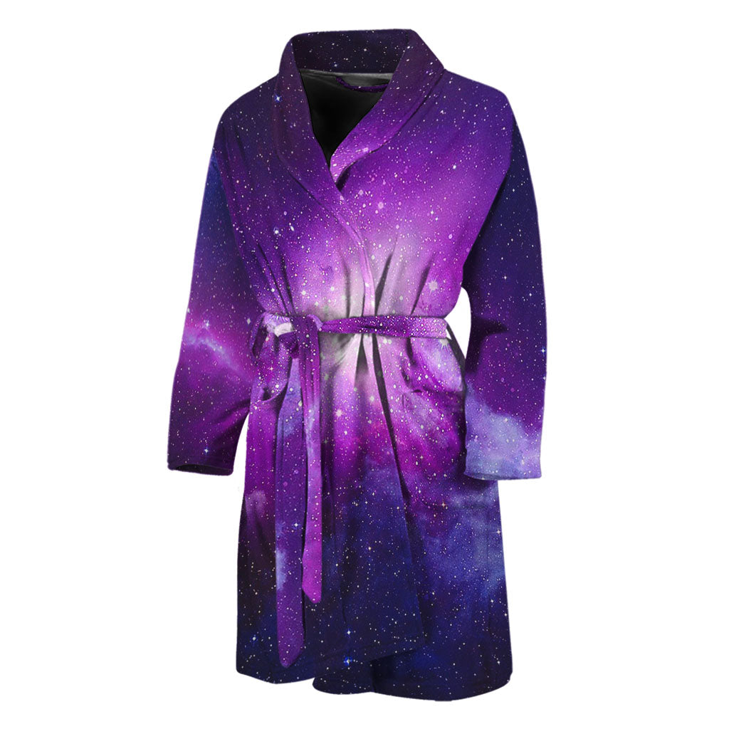 Purple Starfield Galaxy Space Print Men's Bathrobe