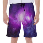 Purple Starfield Galaxy Space Print Men's Beach Shorts