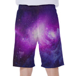 Purple Starfield Galaxy Space Print Men's Beach Shorts