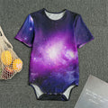 Purple Starfield Galaxy Space Print Men's Bodysuit