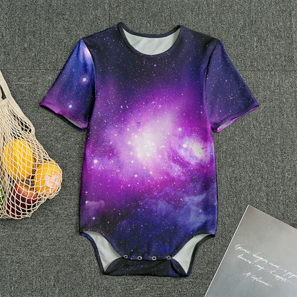 Purple Starfield Galaxy Space Print Men's Bodysuit