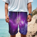 Purple Starfield Galaxy Space Print Men's Cargo Shorts