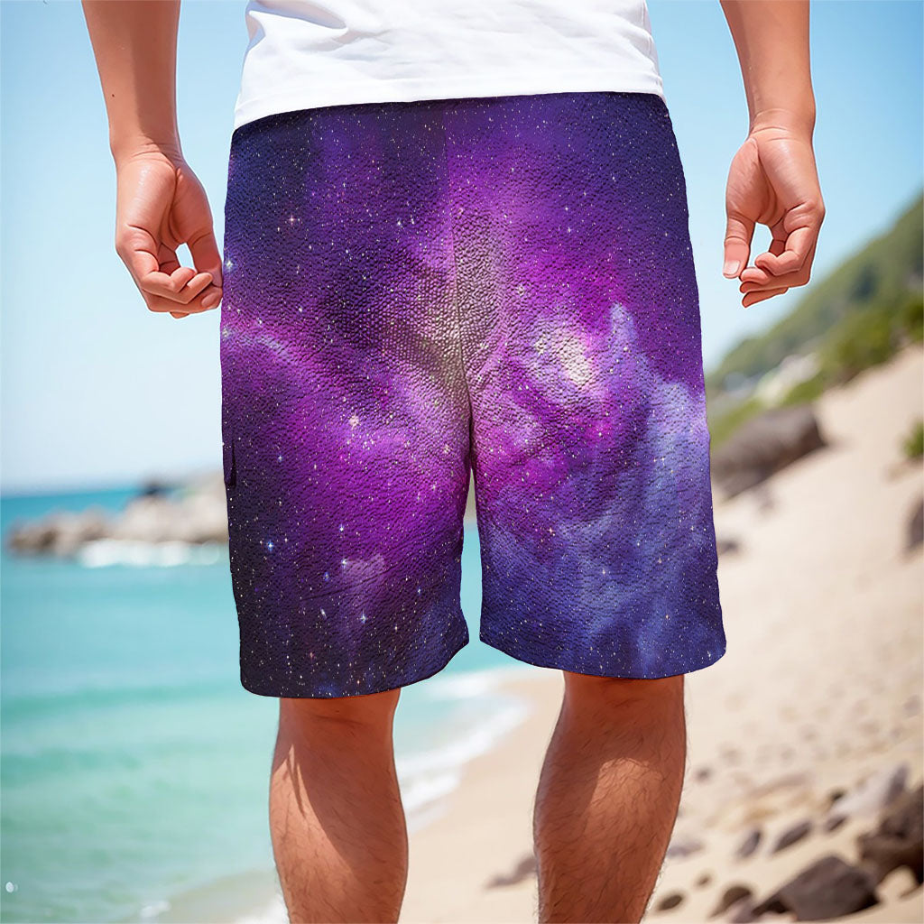 Purple Starfield Galaxy Space Print Men's Cargo Shorts