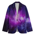 Purple Starfield Galaxy Space Print Men's Cotton Blazer