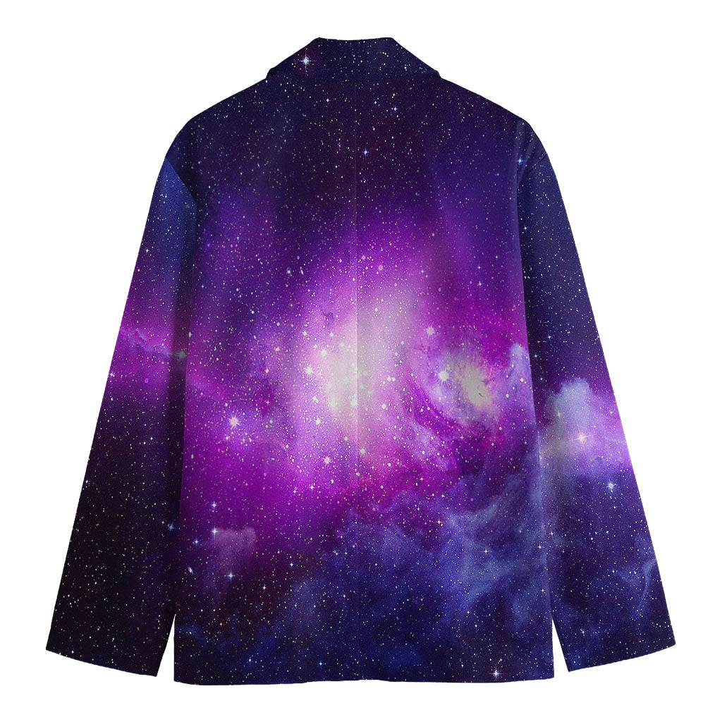 Purple Starfield Galaxy Space Print Men's Cotton Blazer