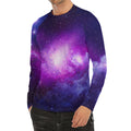Purple Starfield Galaxy Space Print Men's Long Sleeve Rash Guard