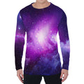 Purple Starfield Galaxy Space Print Men's Long Sleeve T-Shirt
