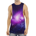 Purple Starfield Galaxy Space Print Men's Muscle Tank Top