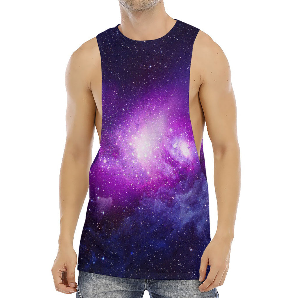 Purple Starfield Galaxy Space Print Men's Muscle Tank Top
