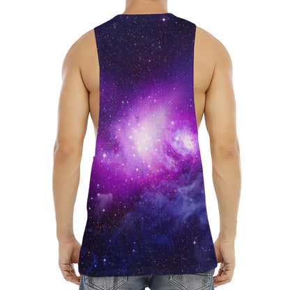 Purple Starfield Galaxy Space Print Men's Muscle Tank Top