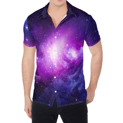 Purple Starfield Galaxy Space Print Men's Shirt
