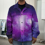 Purple Starfield Galaxy Space Print Men's Shirt Jacket