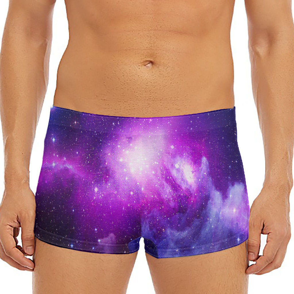 Purple Starfield Galaxy Space Print Men's Short Boxer Briefs