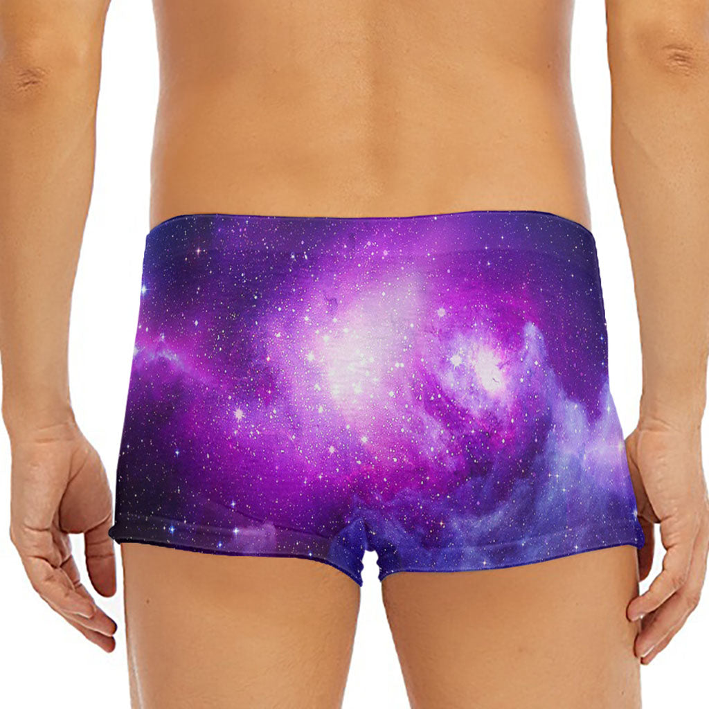 Purple Starfield Galaxy Space Print Men's Short Boxer Briefs
