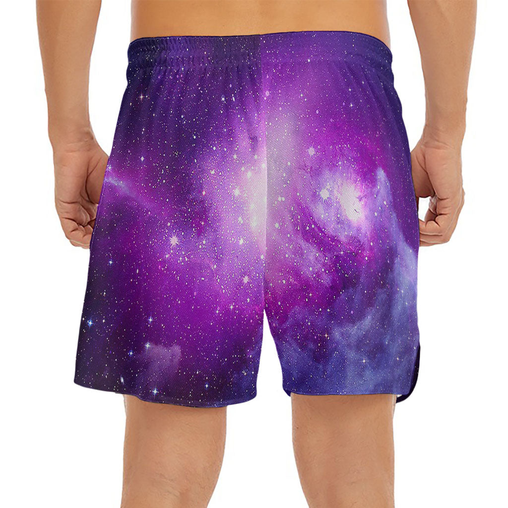 Purple Starfield Galaxy Space Print Men's Split Running Shorts