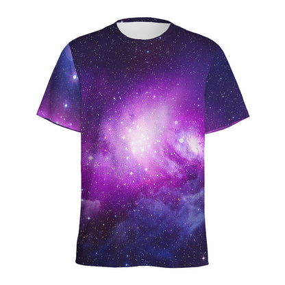 Purple Starfield Galaxy Space Print Men's Sports T-Shirt