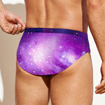 Purple Starfield Galaxy Space Print Men's Swim Briefs