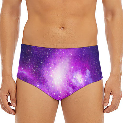 Purple Starfield Galaxy Space Print Men's Triangle Swim Briefs