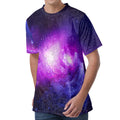 Purple Starfield Galaxy Space Print Men's Velvet T-Shirt