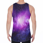 Purple Starfield Galaxy Space Print Men's Velvet Tank Top