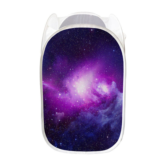 Purple Starfield Galaxy Space Print Mesh Laundry Hamper