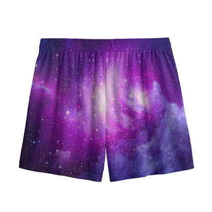 Purple Starfield Galaxy Space Print Mesh Shorts