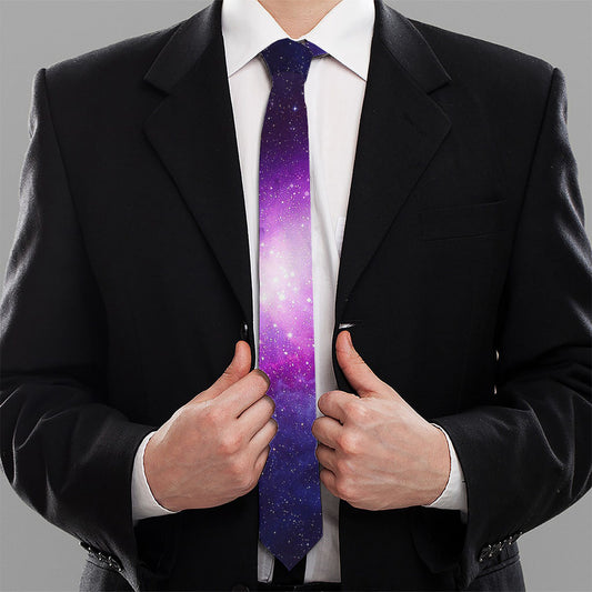 Purple Starfield Galaxy Space Print Necktie