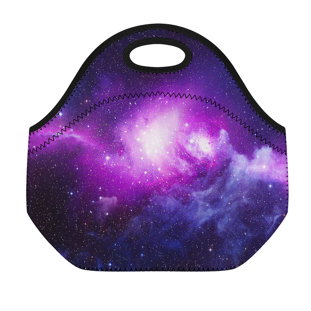Purple Starfield Galaxy Space Print Neoprene Lunch Bag