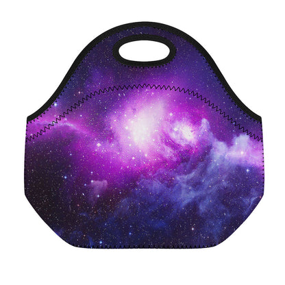Purple Starfield Galaxy Space Print Neoprene Lunch Bag